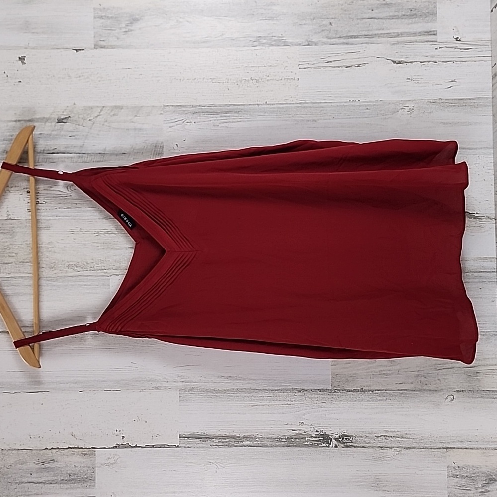 Torrid red rhubarb georgette pin tuck sleeveless camisole top blouse Size 2X NEW